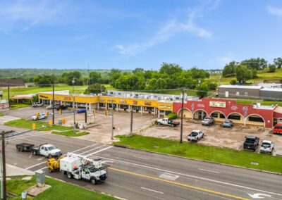 aerial view of the entire Santa Fe Shopping Center in Weatherford TX