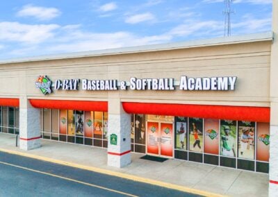 The new D-BAT Baseball & Softball Academy storefront in the Montgomery Commons shopping center in Montgomery AL