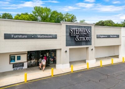 Storefront for Stephens Home Furniture, a furniture store in the Bonner's Point Shopping Center in Roanoke AL