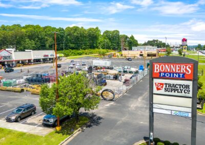 Bonner's Point Shopping Center in Roanoke AL with prominent signage along the main road