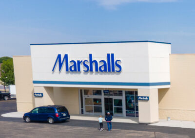 the storefront for the new Marshalls in Lyon Plaza, Marshall MN