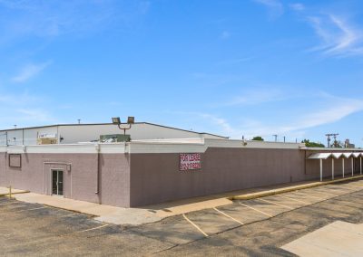 exterior of the event space half of Lubbock Warehouse, a mixed-use property in Lubbock TX now available for lease