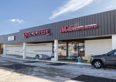 Storefront of the Kitz & Pfeil Ace Hardware shadow-anchoring the Greentree Mall in Berlin WI