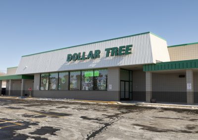 Storefront of the Dollar Tree shadow-anchoring the Greentree Mall in Berlin WI